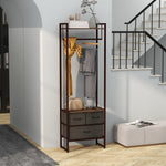 Portant à vêtements avec 3 tiroirs en tissu, étagères de rangement et tringle de suspension, 58,5 x 30 x 178 cm, marron