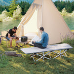 Cama de camping plegable con colchón, tumbona, silla reclinable y bolsa de almacenamiento integrada, dim. 185L x 65l x 37H cm, gris