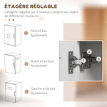 Meuble armoire micro-ondes pour cuisine avec 1 niche, 3 portes passe-câbles 80 x 35 x 97 cm blanc et aspect bois