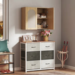Armoire murale de salle de bain bohème avec 2 portes effet rotin à fermeture douce et étagère réglable, chêne