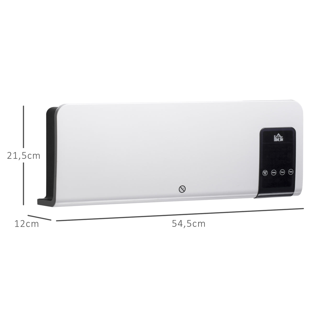 Radiateur soufflant mural chauffage céramique PTC - 1000 W / 2000 W oscillation minuterie avec télécommande blanc
