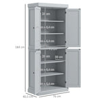 Armoire de cuisine buffet cuisine style moderne avec placards, étagères réglables, 76 x 40,5 x 184 cm, gris