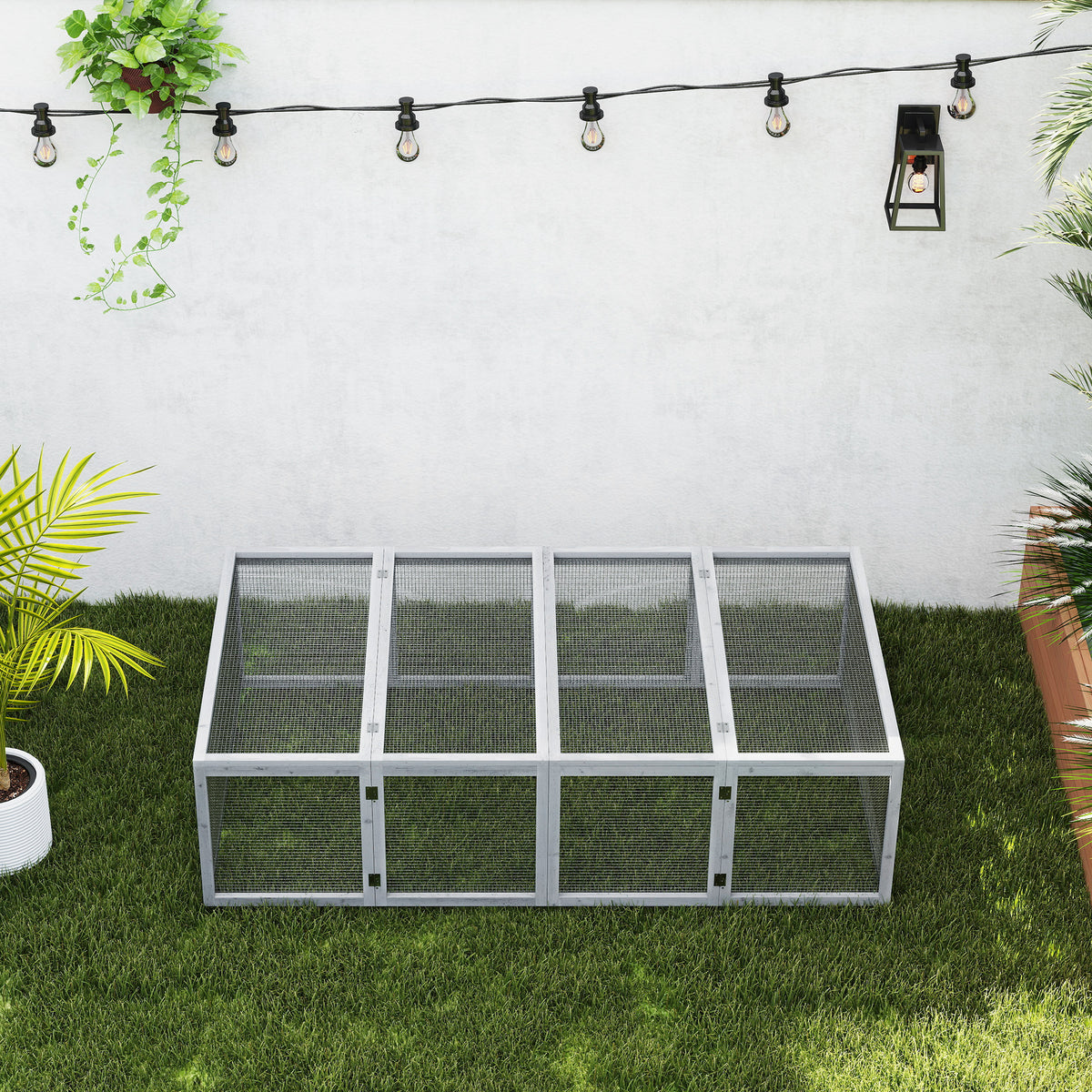 Clapier cage à lapins extérieur intérieur 2 portes supérieures 181L x 100l x 48H cm bois massif gris
