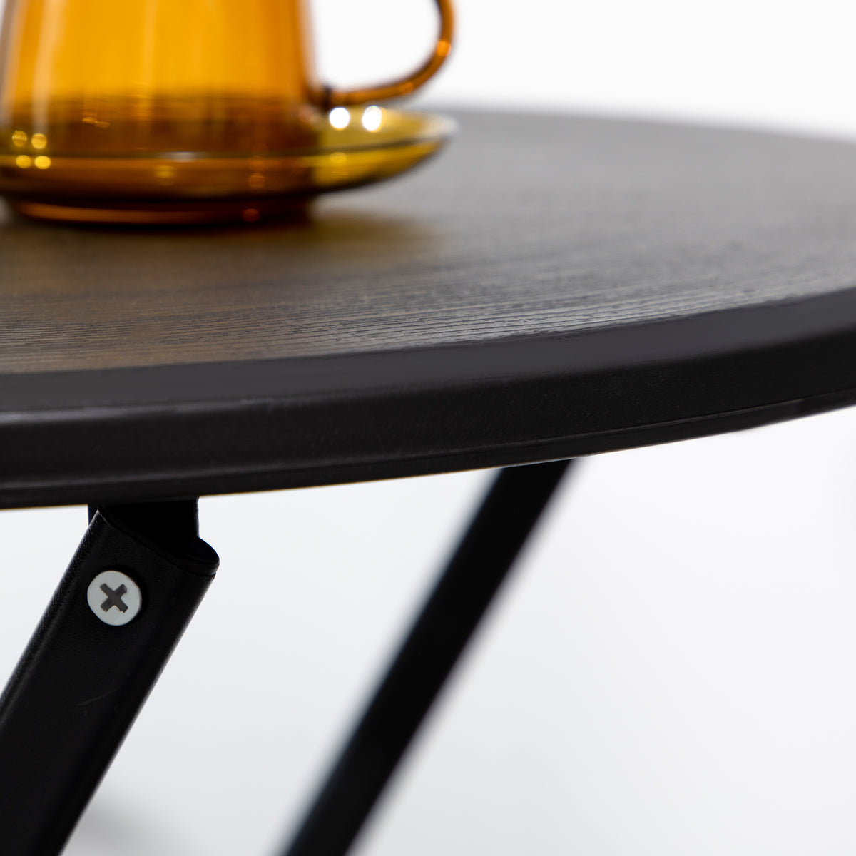 Table basse extérieure pour 2 personnes, table de jardin ronde avec structure en acier, Ø 60 x 73H cm, gris foncé