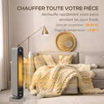 Chauffage soufflant oscillant 1100/2200 W - mini radiateur céramique PTC - télécommande incluse - chauffage d'appoint