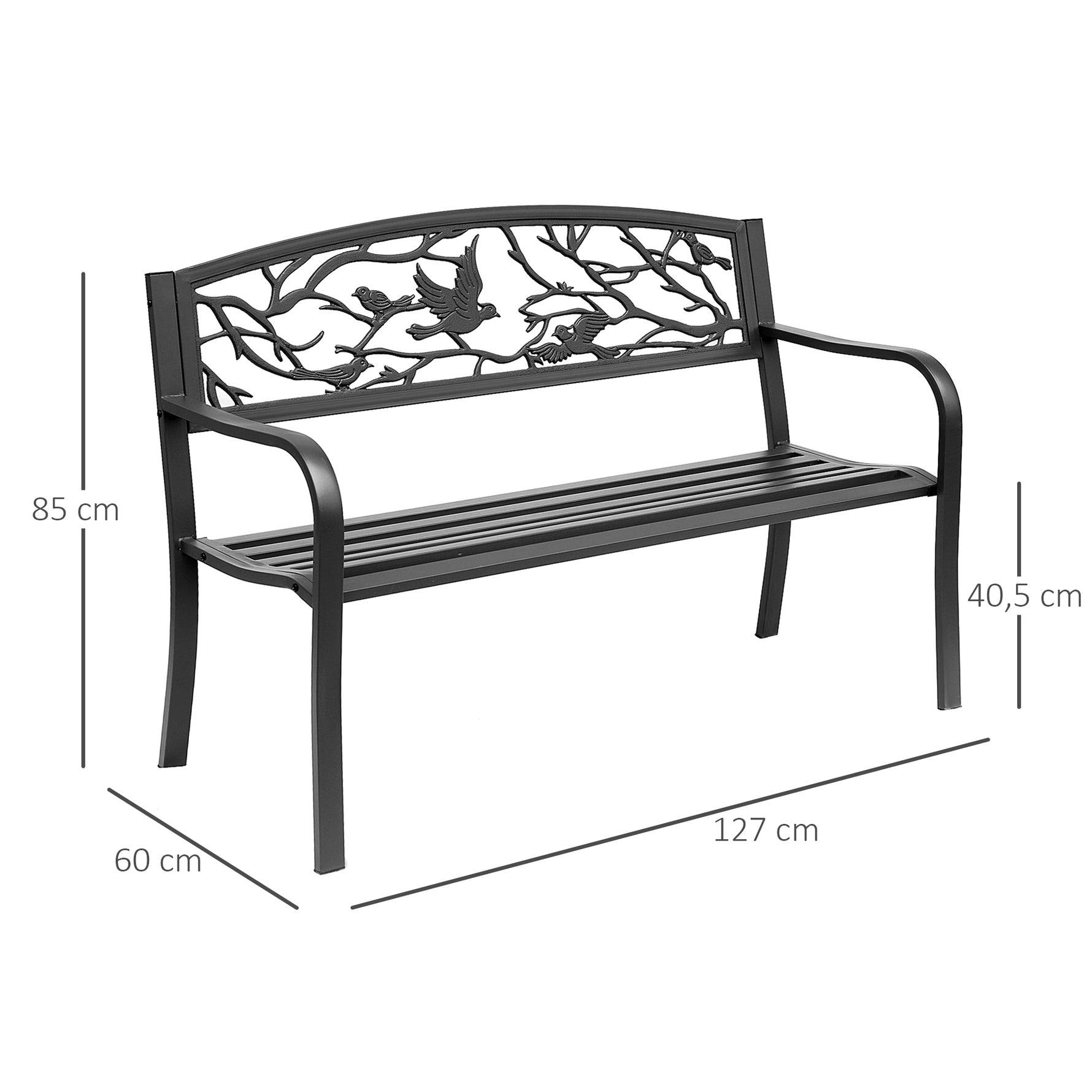 Banc de Jardin 2 Places banc extérieur jardin Style Rural Chic pour balcon terrasse patio 127 x 60 x 85 cm