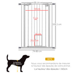 Cancelletto di sicurezza per animali 104H cm con porta a chiusura automatica, sistema a doppia chiusura senza foratura