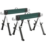 lot de 2 tréteaux pliables en métal, charge max 1160 kg, hauteur réglable 64-81cm, poignée de transport, vert