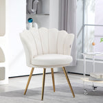 Fauteuil coquillage chaise coiffeuse fauteuil en velours fauteuil de salon avec pieds en métal doré crème