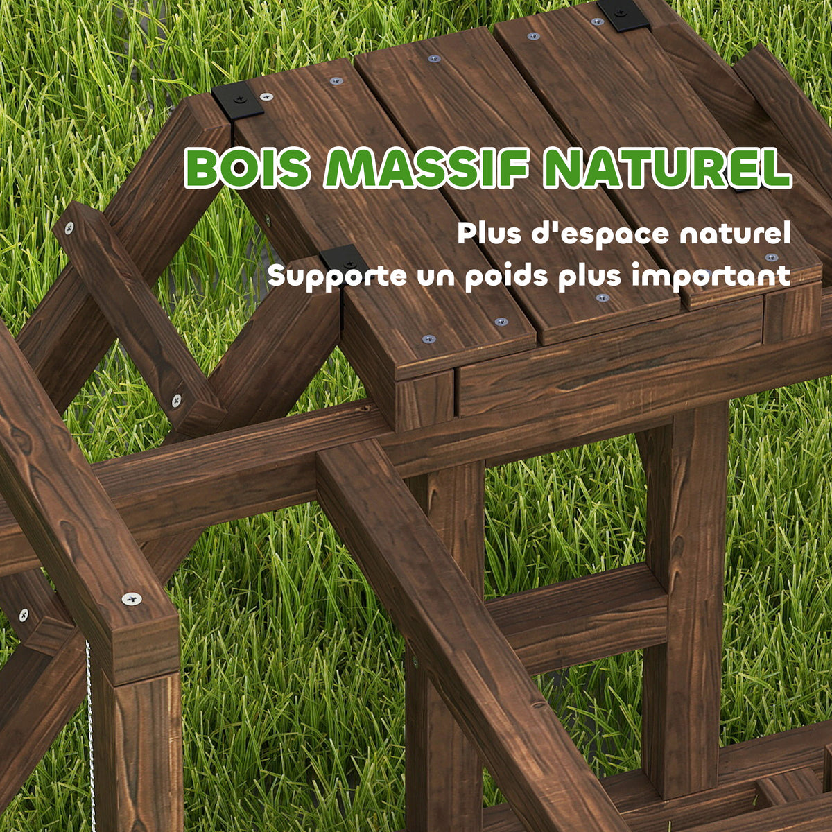 Aire de jeux en bois, Perchoir en bois pour poule, avec balançoire, échelle, plateformes, 82 x 60 x 55 cm, marron