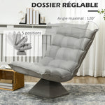 Fauteuil de sol paresseux fauteuil relax fauteuil salon design capitonné inclinaison dossier réglable pivotant 360°