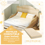 Lit enfant 70x140 cm avec barrières de sécurité thème d'ours pour garçons, filles, âgés de 3 à 6 ans, bois naturel