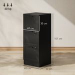 Cajonera de oficina, mueble de almacenamiento de madera con 3 cajones y cerradura, barras de suspensión ajustables, 40 x 40 x 101 cm, negro