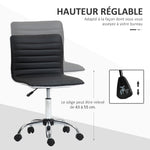 Chaise bureau fauteuil de bureau à roulettes pivotante hauteur réglable siège rembourrée 48 x 52 x 78-90 cm noir