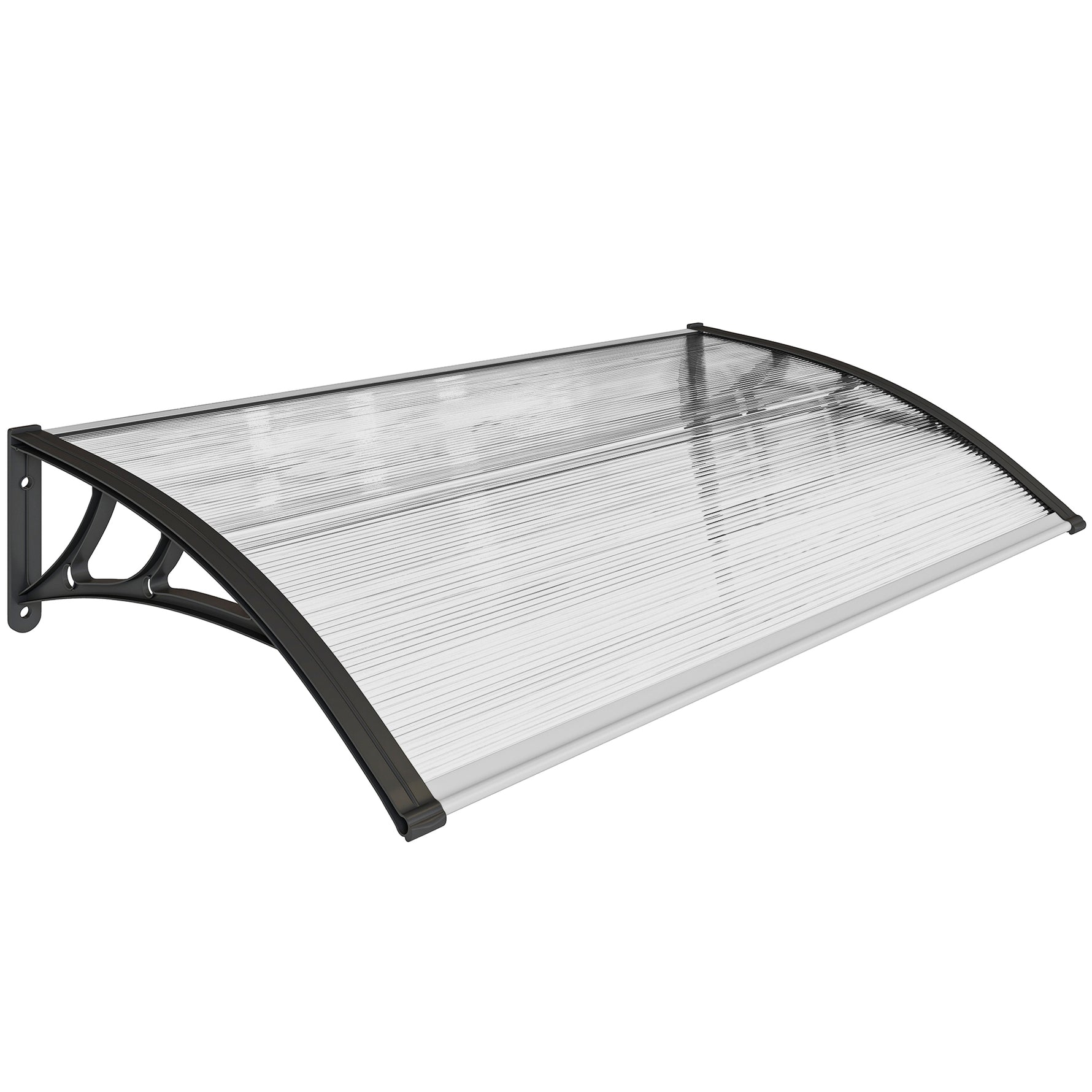 Auvent de Porte d'Entrée, Toit Marquise de Porte Extérieur en Polycarbonate et Profil Aluminium, 110x60cm, Transparent
