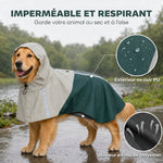 Imperméable pour Chien avec Capuche, Bandes Réfléchissantes, Ouverture pour Laisse, 110x72x0,5cm, Vert