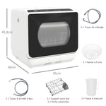 Mini lave-vaisselle 4 couverts 5 programmes réservoir d'eau 6L commande tactile affichage LED 45 x 44 x 45,8 cm blanc