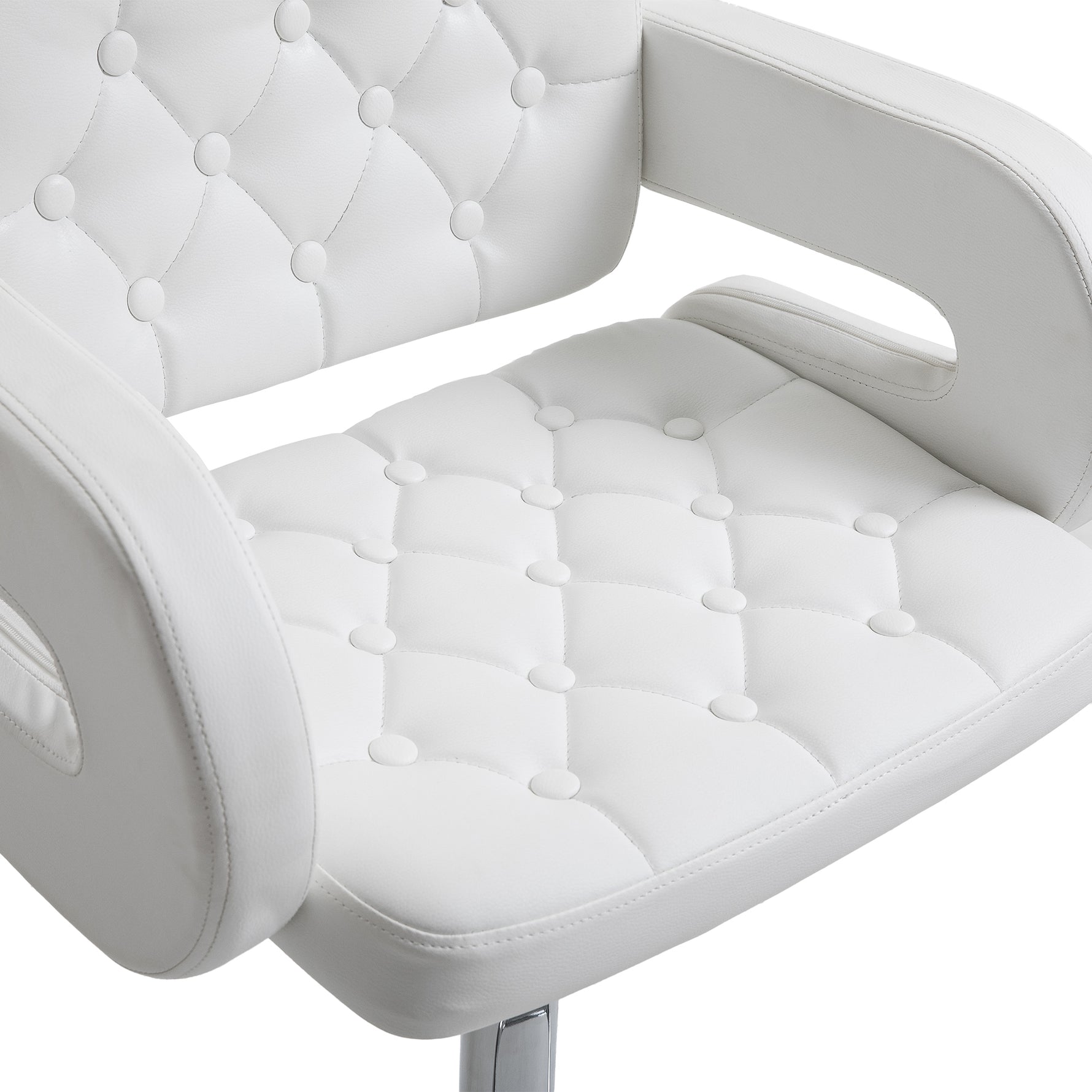 Tabouret de bar pivotant chaise de bar réglable en hauteur avec dossier repose-pieds et accoudoirs 61x50x93-113cm blanc
