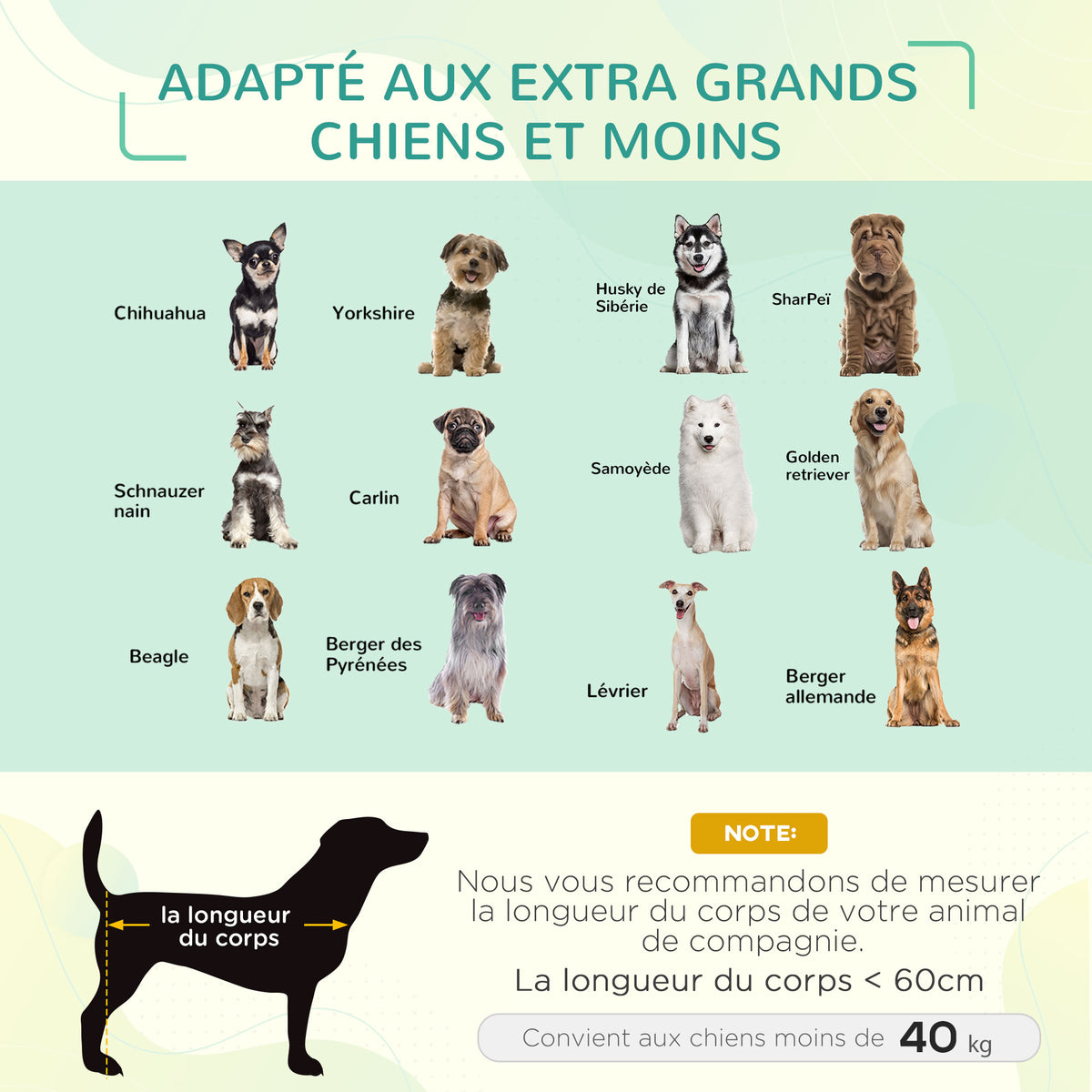 Lit pour chien chat XXL grand confort sur pieds lit de camp 130L x 90l x 20H cm textilène micro-perforé noir