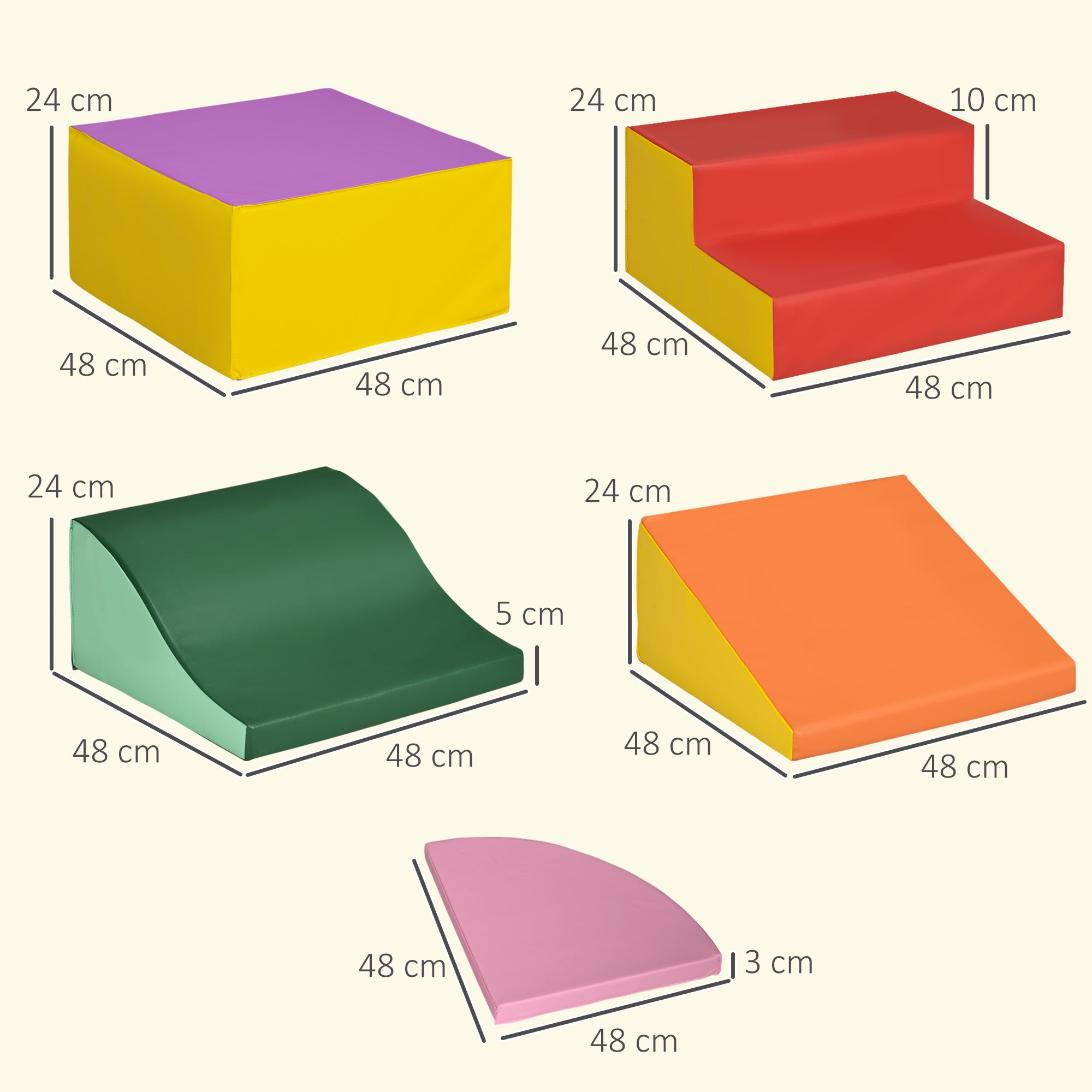 6 blocs de construction en mousse XXL pour enfants - normes EN71-1-2-3 - mousse EPE Revêtement synthétique