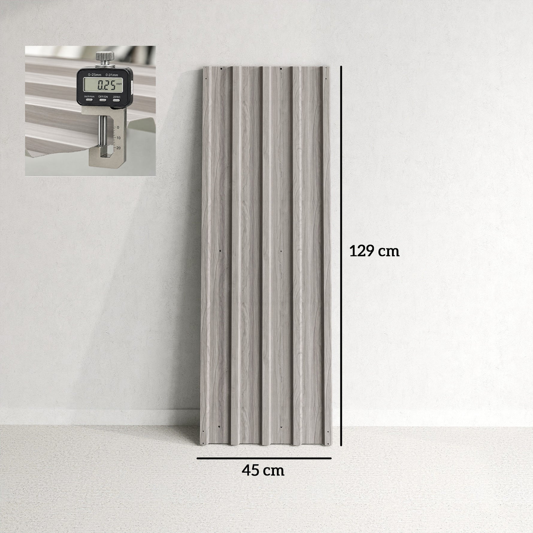 Lot de 12 panneaux en acier galvanisé résistant aux intempéries, 129 x 45 cm, effet bois gris clair