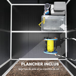 Abri de Jardin en Résine Cabanon de Rangement Double Porte 3 Fenêtres et 2 Aérations Anti-UV avec Plancher 3,3 m² Gris