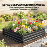 Carré potager de jardin acier galvanisée 120 x 120 x 30 cm gris