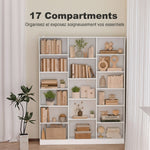 Bibliothèque 6 Niveaux, Étagère de Rangement avec 17 Compartiments et Étagères Réglables, 149 x 23,6 x 188 cm, Blanc