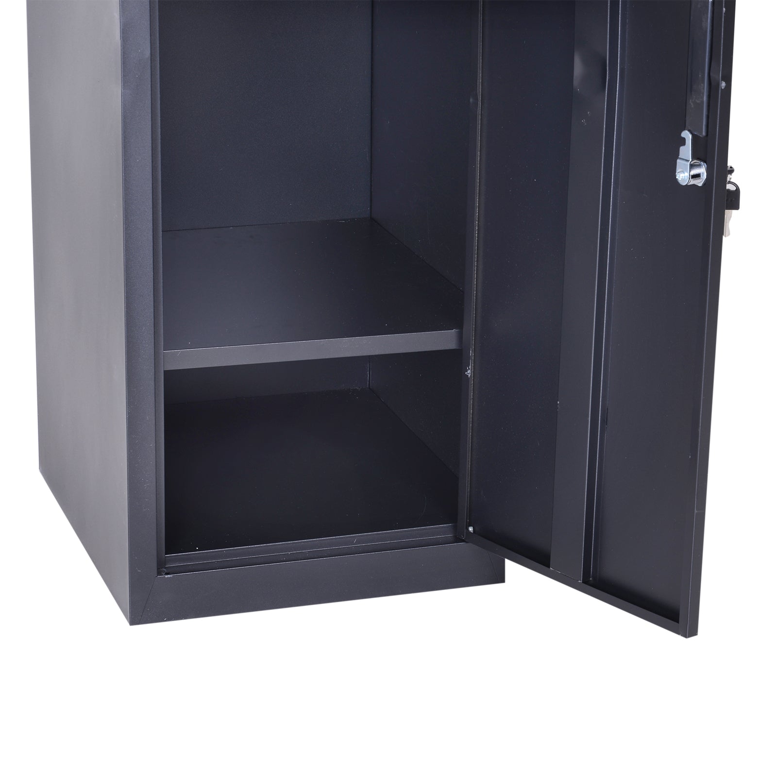 Armoire à casiers à 4 niveaux, casier vestiaire métallique avec 2 portes verrouillables à 2 clés, 38x46x180cm, noir