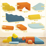 Parcours motricité bébé 9PCS, module motricité bébé en mousse avec housse amovible en revêtement velours, multicolore