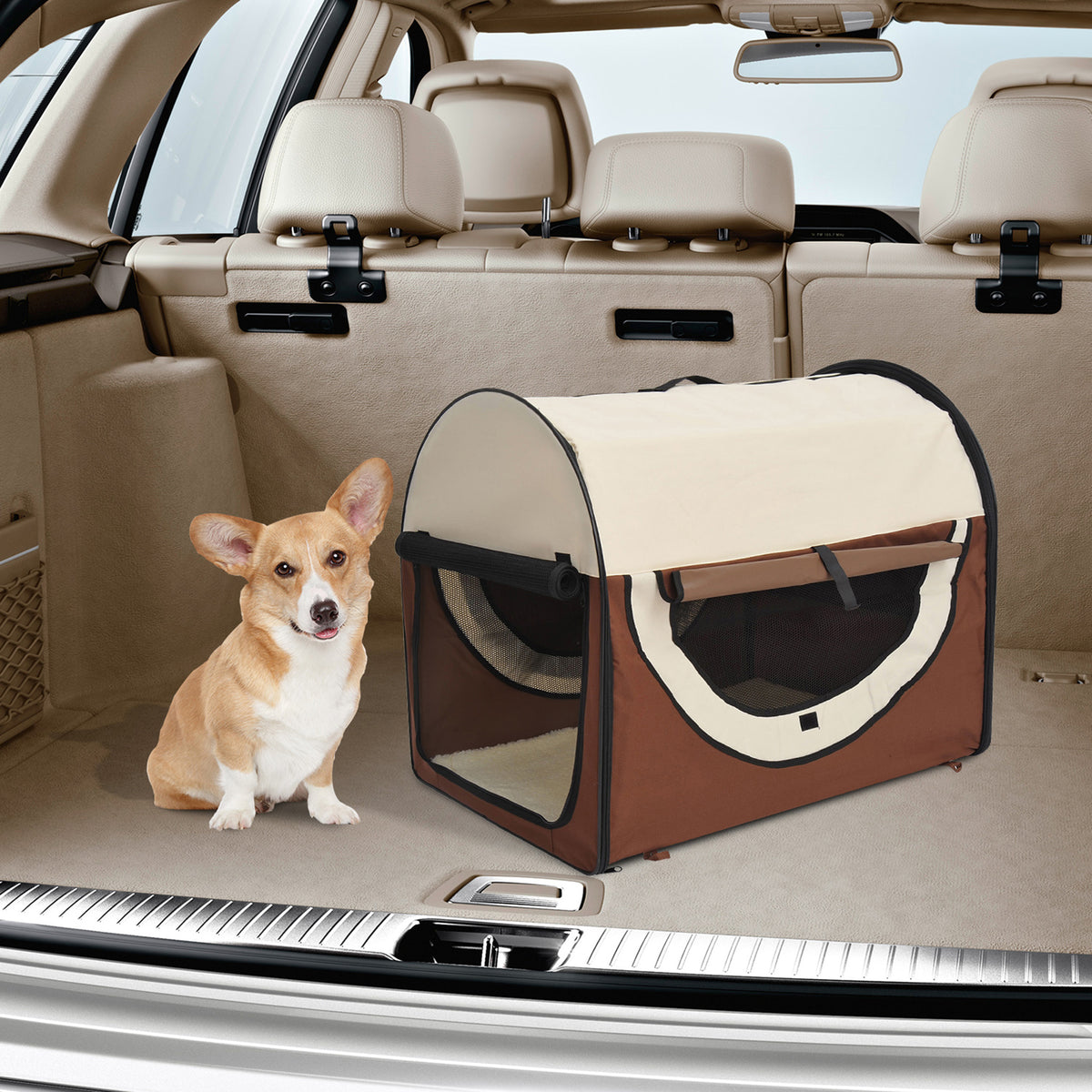 Sac de transport pour chien et chat caisse de transport pliable pour animaux adaptée à la voiture grand confort respirant avec coussin amovible 46 x 36 x 41 cm