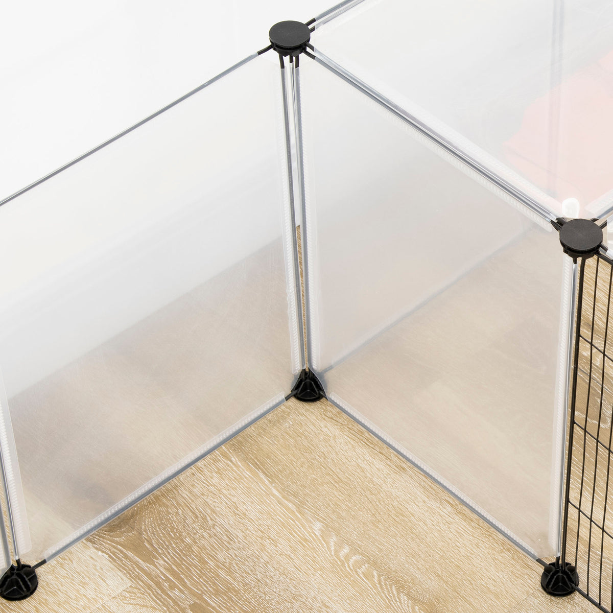 Modulair dierenverblijf voor kleine huisdieren, 20 panelen voor cavia's en egels, 175 x 70 x 45 cm, wit