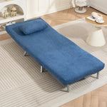 Fauteuil convertible 1 place, fauteuil-lit clic-clac 3 en 1 avec dossier réglable, oreiller, assise large, bleu