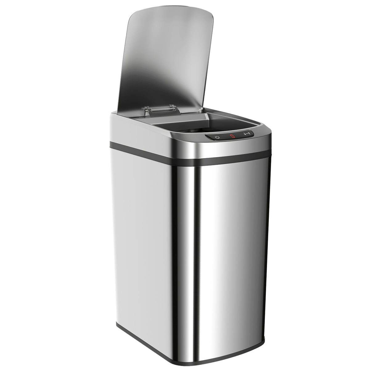 Poubelle de cuisine automatique 12 L en acier inoxydable, poubelle à capteur avec couvercle, 28 x 22 x 41 cm, argent