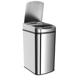 Poubelle de cuisine automatique 12 L en acier inoxydable, poubelle à capteur avec couvercle, 28 x 22 x 41 cm, argent