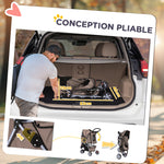 Poussette Buggy Pliable Animaux, Chariot Pliant Chien Chat, Porte-Gobelet Panier de Rangement Inclus, Roues avec Frein, Tissu 600D Oxford Acier, 75 x 45 x 97 cm Marron