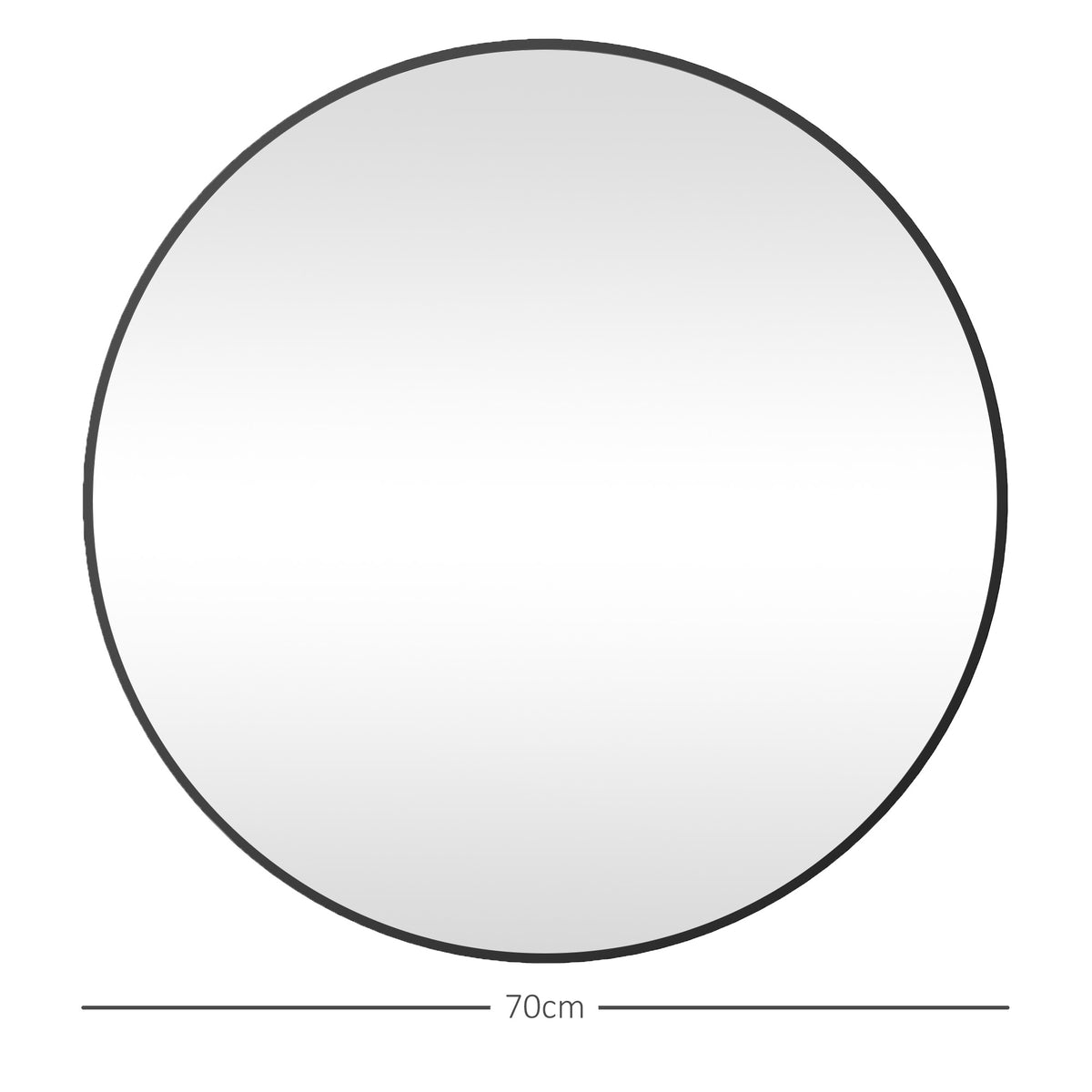Miroir rond miroir salle de bain cadre en métal facile à installer, pour chambre, salon, entrée, Ø 70 x 2,5 cm noir