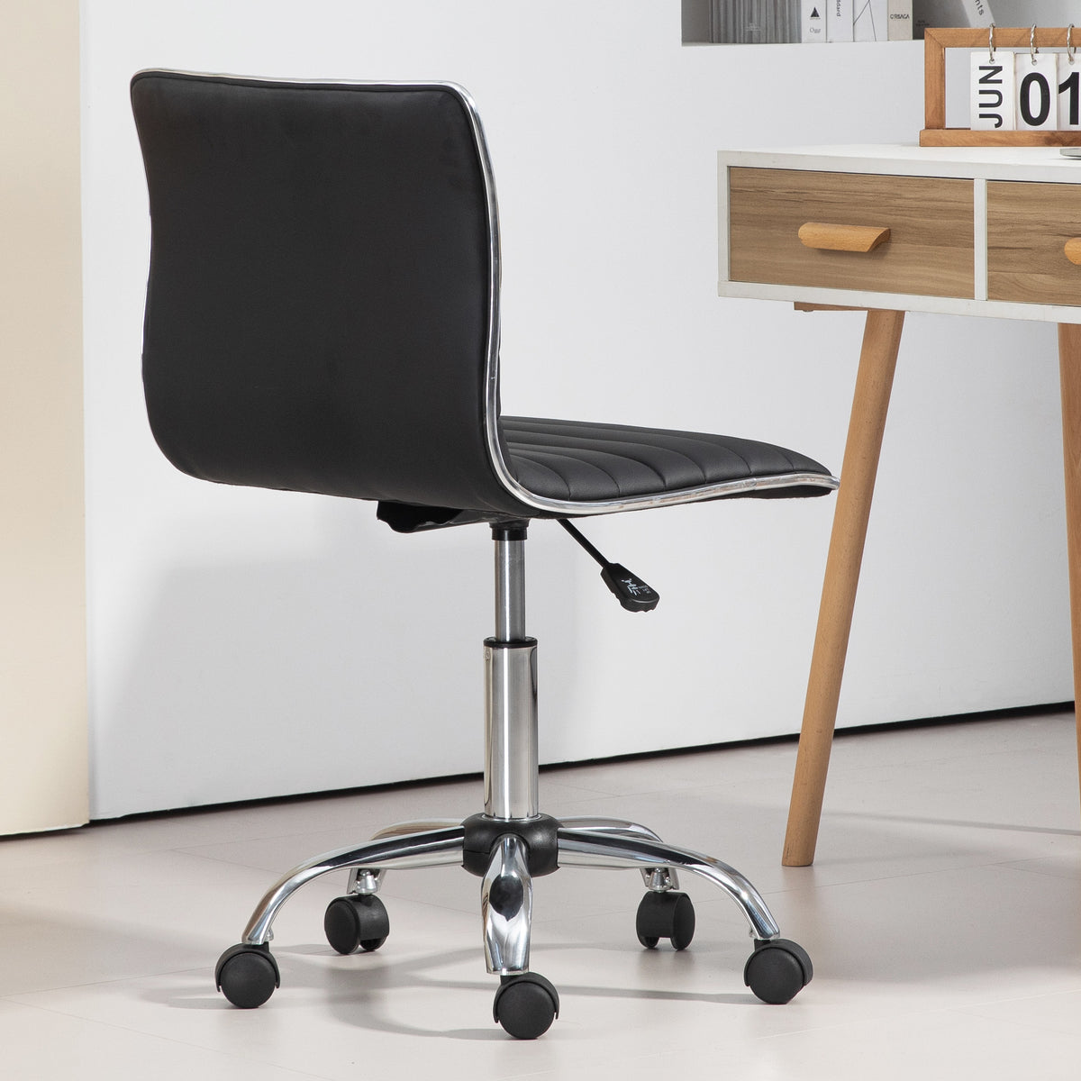 Chaise bureau fauteuil de bureau à roulettes pivotante hauteur réglable siège rembourrée 48 x 52 x 78-90 cm noir