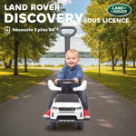 Porteur enfants Land Rover Discovery sous licence, porteur voiture à pousser avec poignée amovible, 84x40x94,5cm, blanc