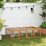 Conejera jaula para conejos exterior interior 2 puertas superiores 181L x 100An x 48Al cm madera maciza marrón