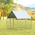 Enclos poulailler extérieur 4 m², parc grillagé - acier galvanisé Ø19mm - bâche Oxford 420D anti-UV 200x200x200cm argent