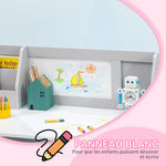 Ensemble table et chaise pour enfant avec tableau blanc - bureau pour enfant +5 ans - 90L x 45l x 85H cm Gris