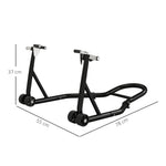Support béquille de moto arrière support de roue lève moto arrière sur roulettes avec bobine de bras oscillant U, noir
