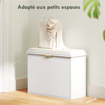 Banc à chaussures avec coussin d'assise rembourré et tiroir rabattable pour couloir, chambre, 62 x 26 x 47,5 cm, blanc