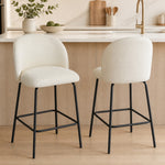 Set di 2 Sgabelli da Bar, Sedie da Bar, Poggiapiedi e Schienale, Tessuto Effetto Lino, Altezza Seduta 68cm, Crema