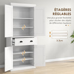 Armoire de cuisine buffet cuisine multi-rangements étagères réglables 4 portes grand tiroir 76,2 x 40,2 x 183 cm blanc