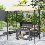 Tonnelle de barbecue auvent de réception pour jardin crochet au plafond étagères et paniers 240 x 150 x 257 cm beige