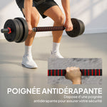 Kit Haltères Musculation 2-en-1, Lot de 2, 25 kg, poids réglable - Barres incluses - entraînement Musculaire & haltérophilie - HDPE Noir Rouge