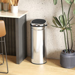 Poubelle à capteur de mouvement ouverture automatique 50 L en acier inoxydable noir et argent