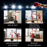 Sac de frappe sur pied 4 en 1 punching ball autonome balles de vitesse barre rotative gants 88 x 50 x 160-230 cm rouge